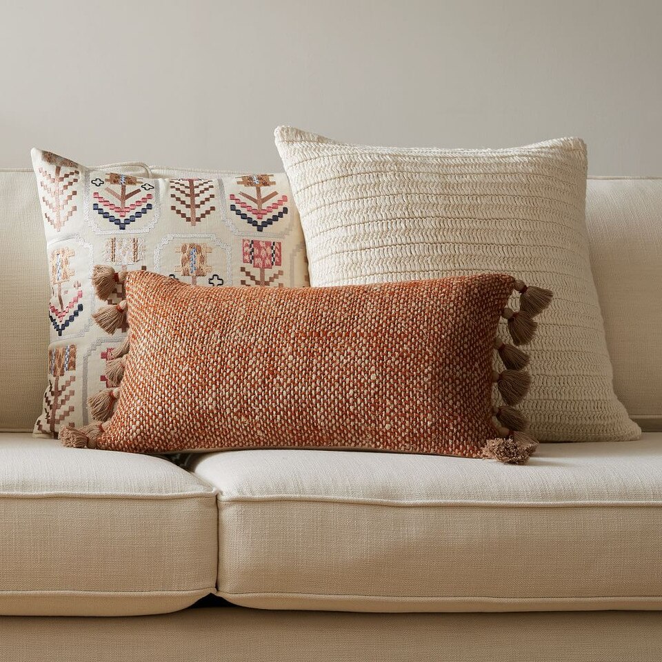 TwoTone Chunky Linen Tassels Cushion Cover West Elm Australia